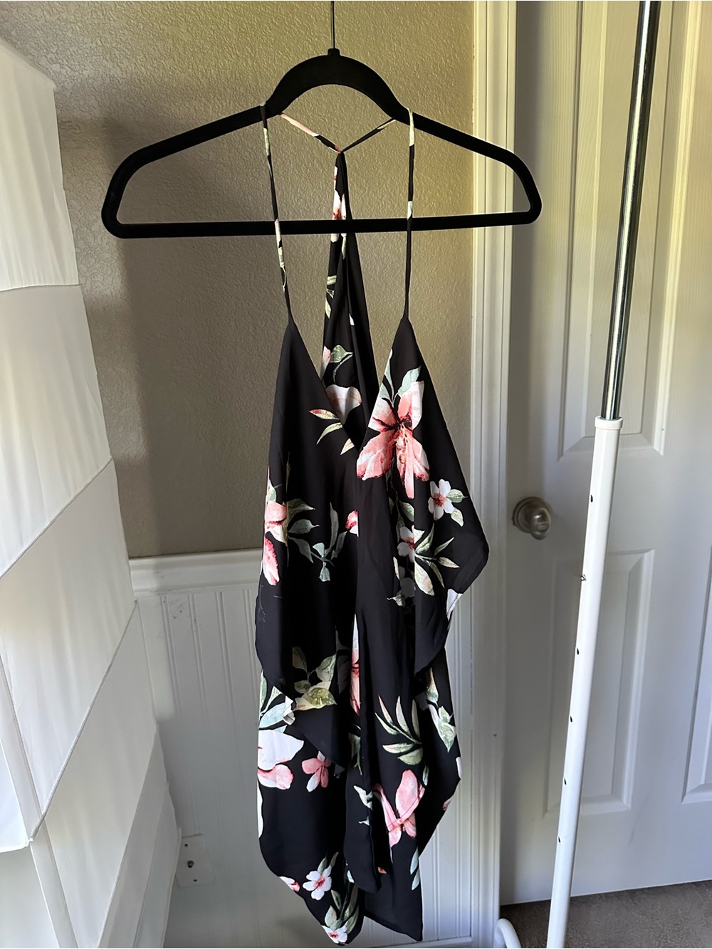 Black Floral Halter Dress